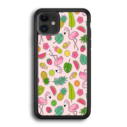 Flamingo Summer Fruit iPhone 12 Case