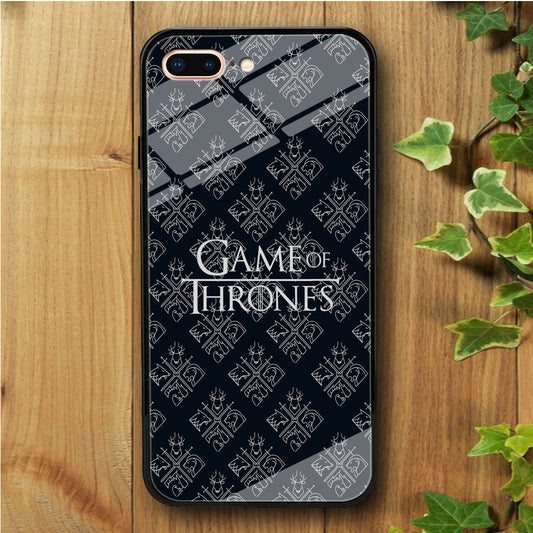 Game Of Trones Doodle Navy iPhone 8 Plus Tempered Glass Case