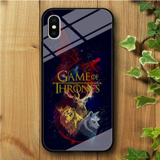Game of Thrones Blue Gold iPhone Xs Tempered Glass Case