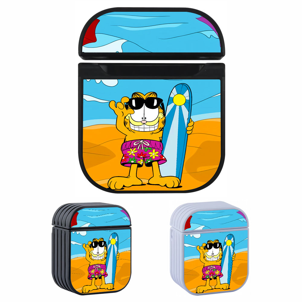 Garfield Surfing Hard Plastic Case Cover For Apple Airpods