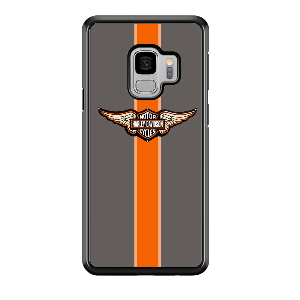Harley Davidson Wings Logo Orange Grey Stripe Colour Samsung Galaxy S9 Case