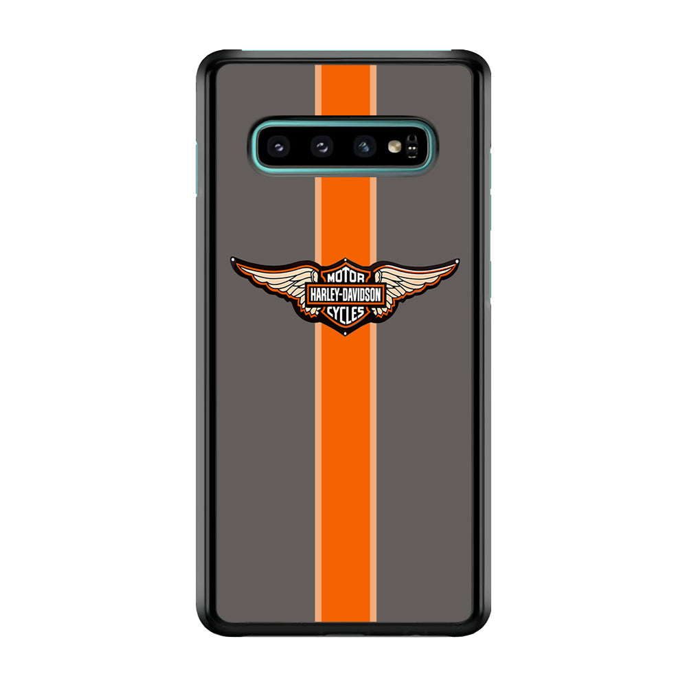 Harley Davidson Wings Logo Orange Grey Stripe Colour Samsung Galaxy S10 Plus Case