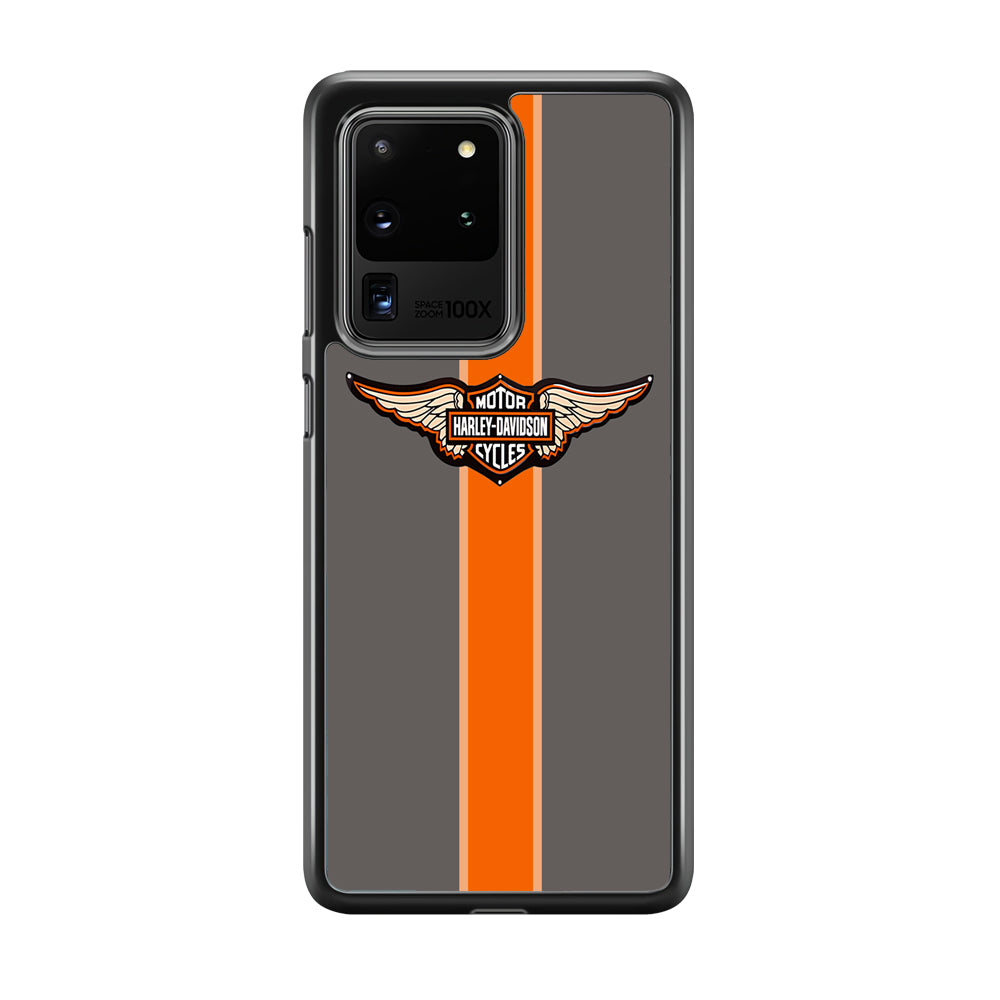 Harley Davidson Wings Logo Orange Grey Stripe Colour Samsung Galaxy S20 Ultra Case