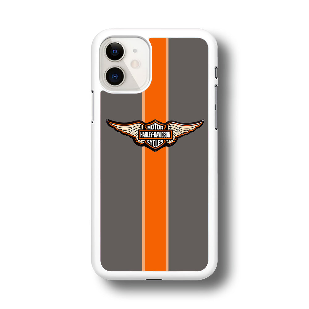 Harley Davidson Wings Logo Orange Grey Stripe Colour iPhone 11 Case