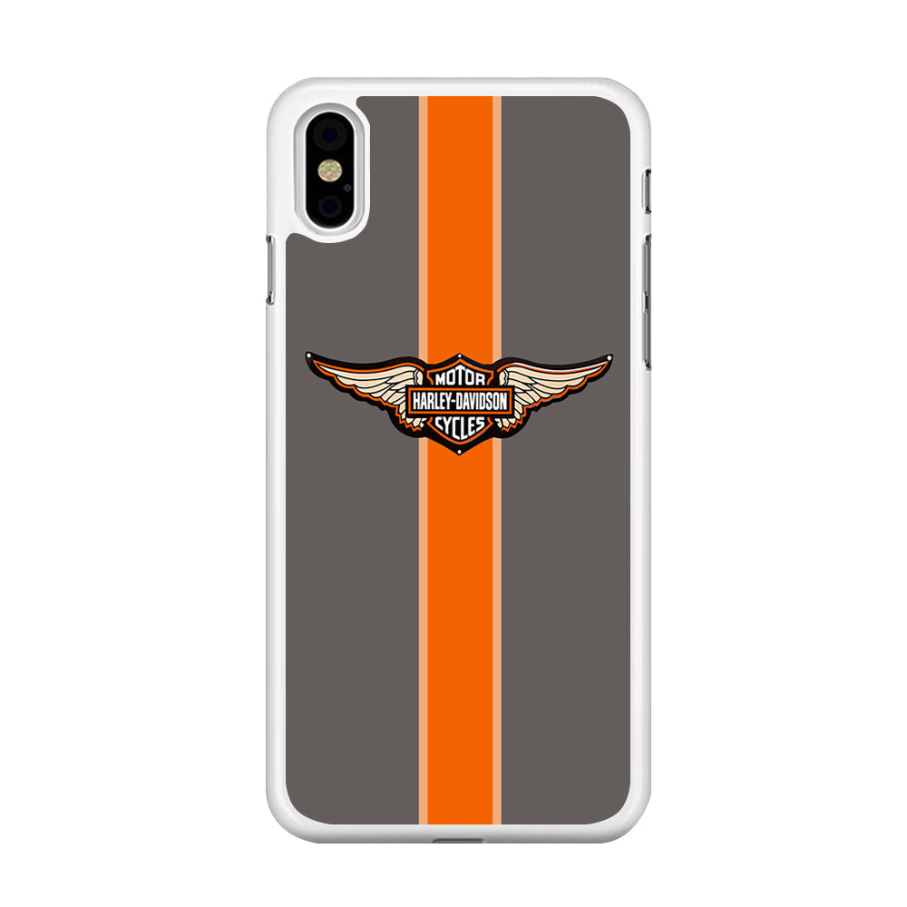 Harley Davidson Wings Logo Orange Grey Stripe Colour iPhone Xs Case