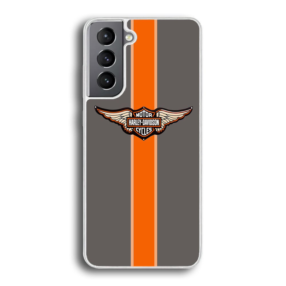 Harley Davidson Wings Logo Orange Grey Stripe Colour Samsung Galaxy S21 Plus Case