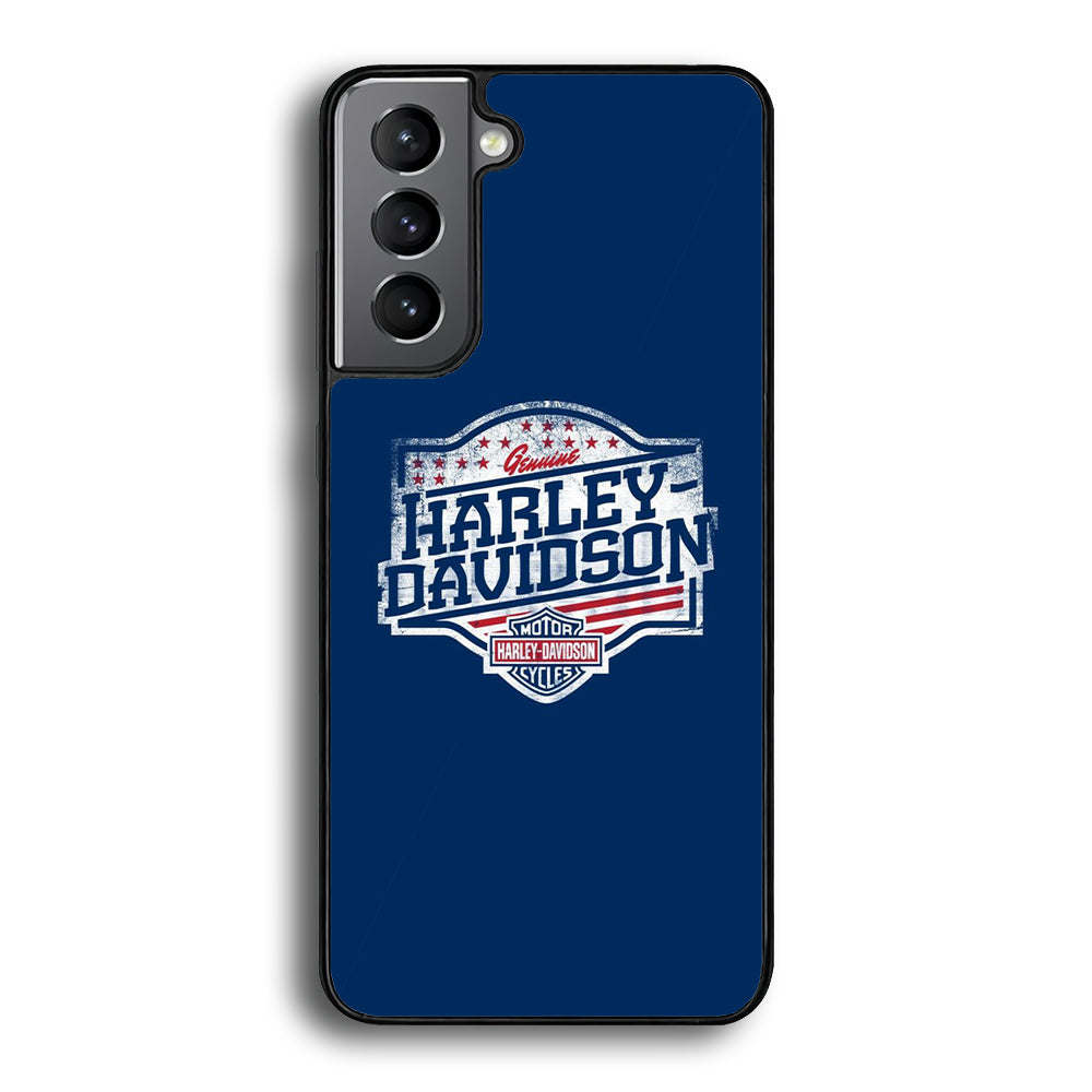 Harley Davidson Blue Flag Logo Samsung Galaxy S21 Case