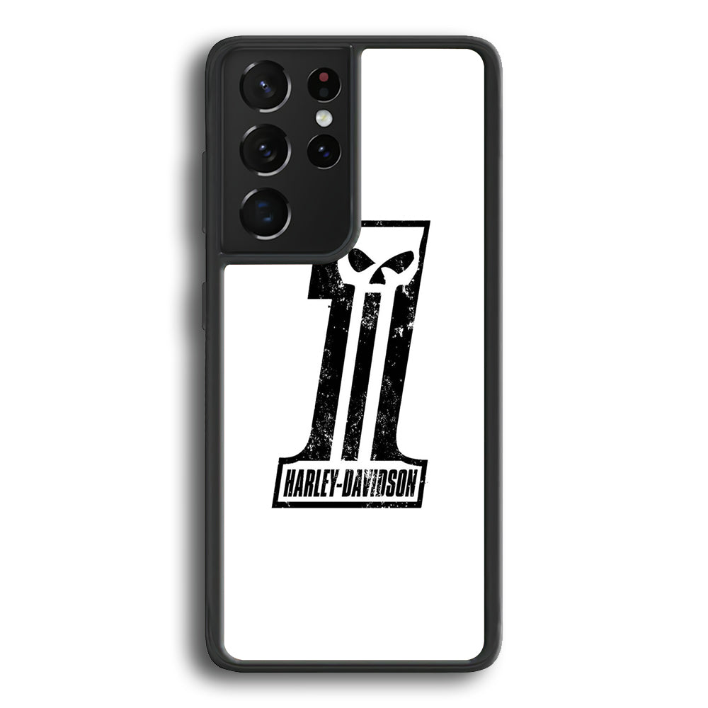 Harley Davidson White Number Skull Samsung Galaxy S21 Ultra Case - Ezzystore