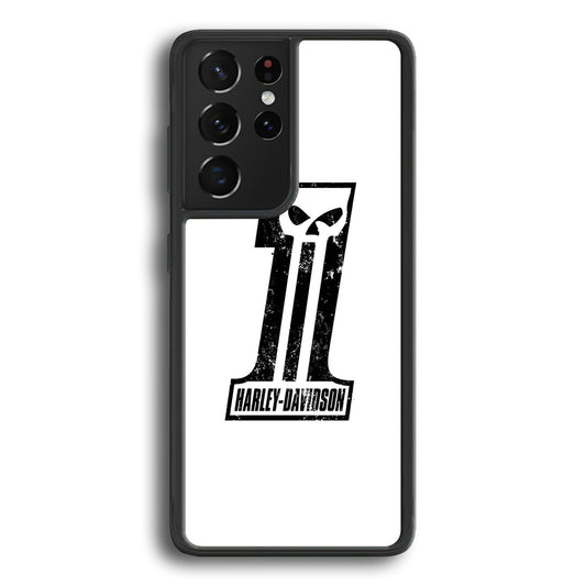 Harley Davidson White Number Skull Samsung Galaxy S21 Ultra Case - Ezzystore