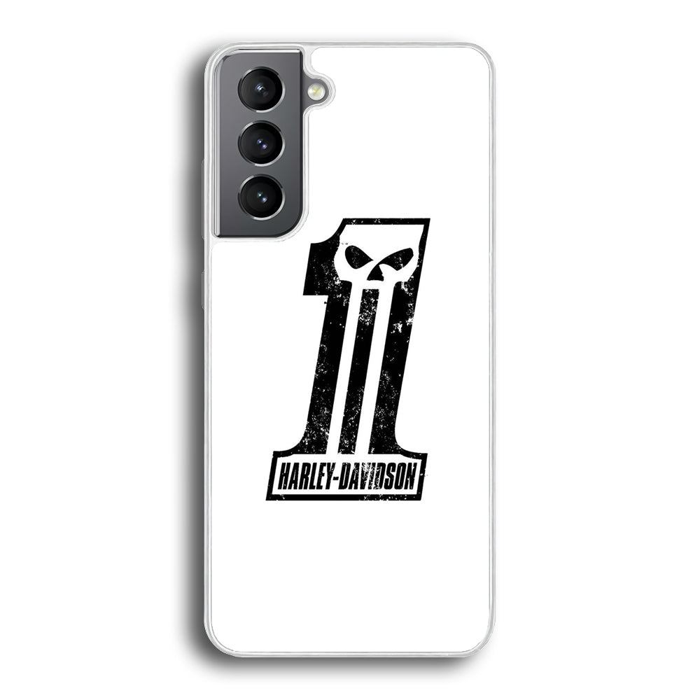 Harley Davidson White Number Skull Samsung Galaxy S21 Plus Case