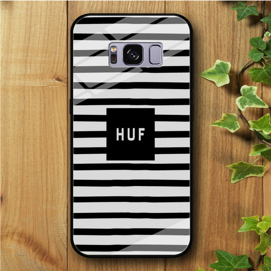 Huf Black Stripe White Samsung Galaxy S8 Tempered Glass Case