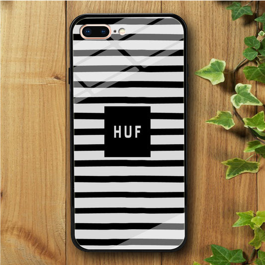 Huf Black Stripe White iPhone 8 Plus Tempered Glass Case