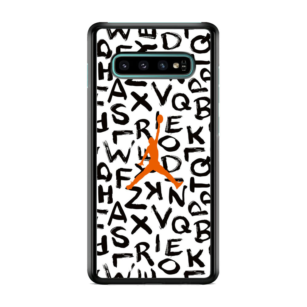 Jordan White Aphabet Orange Logo Samsung Galaxy S10 Case