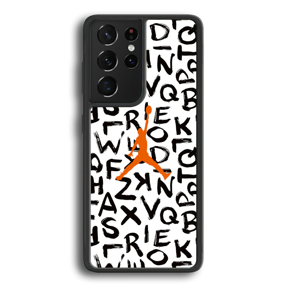 Jordan White Aphabet Orange Logo Samsung Galaxy S21 Ultra Case - Ezzystore