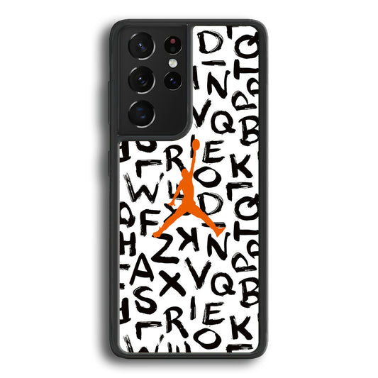 Jordan White Aphabet Orange Logo Samsung Galaxy S21 Ultra Case - Ezzystore