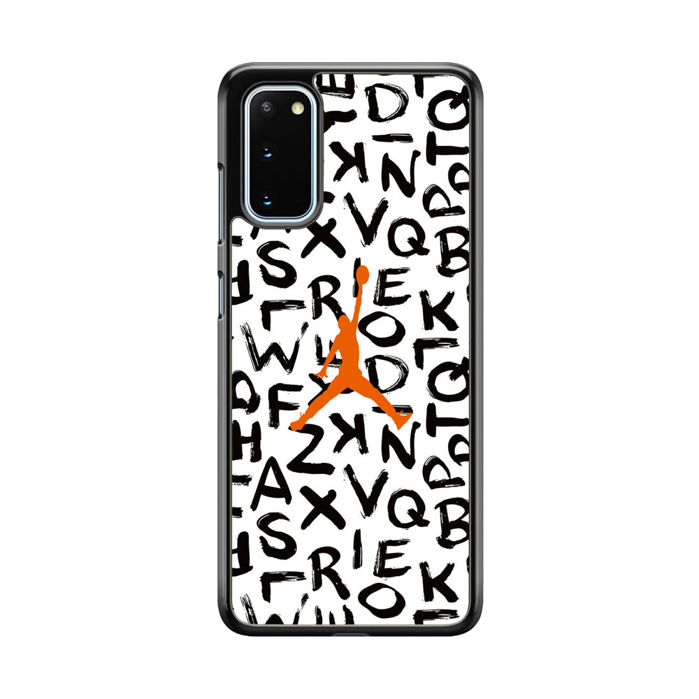 Jordan White Aphabet Orange Logo Samsung Galaxy S20 Case
