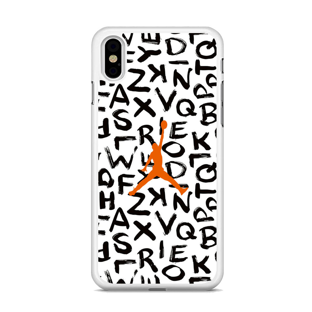 Jordan White Aphabet Orange Logo iPhone Xs Case
