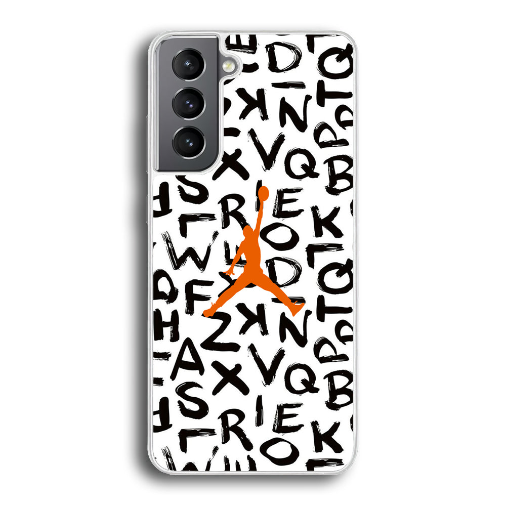 Jordan White Aphabet Orange Logo Samsung Galaxy S21 Plus Case