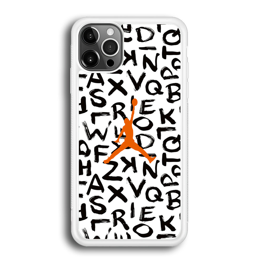 Jordan White Aphabet Orange Logo iPhone 12 Pro Max Case