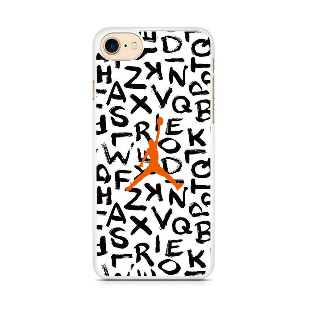 Jordan White Aphabet Orange Logo iPhone 8 Case