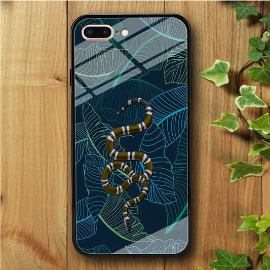 Leaf Night Gold Snake iPhone 8 Plus Tempered Glass Case