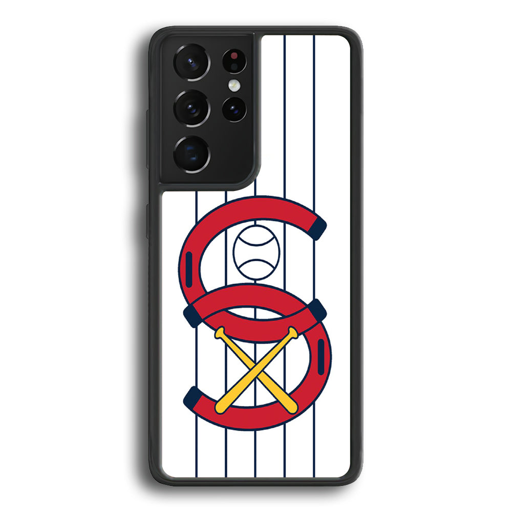 MLB White Sox White Samsung Galaxy S21 Ultra Case - Ezzystore