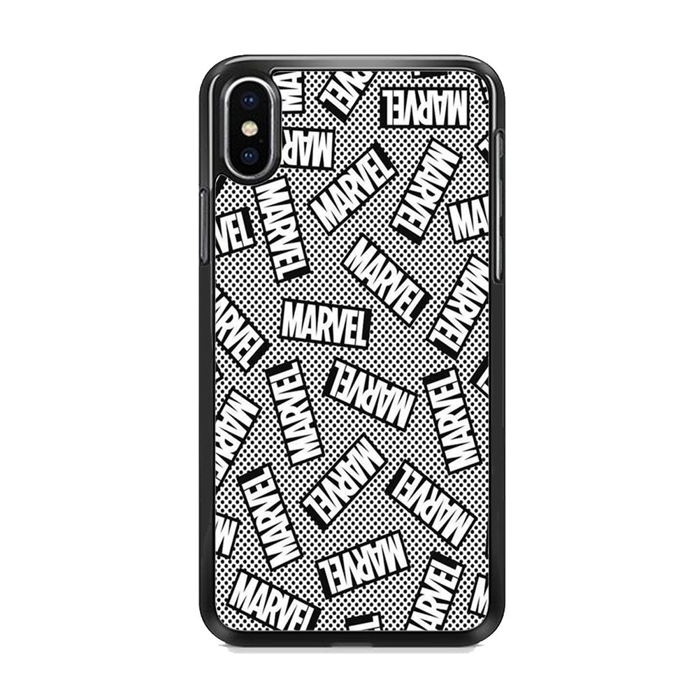Marvel Logo Black White Polka Dots iPhone Xs Case