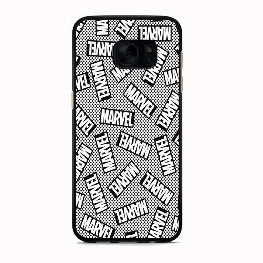 Marvel Logo Black White Polka Dots Samsung Galaxy S7 Case