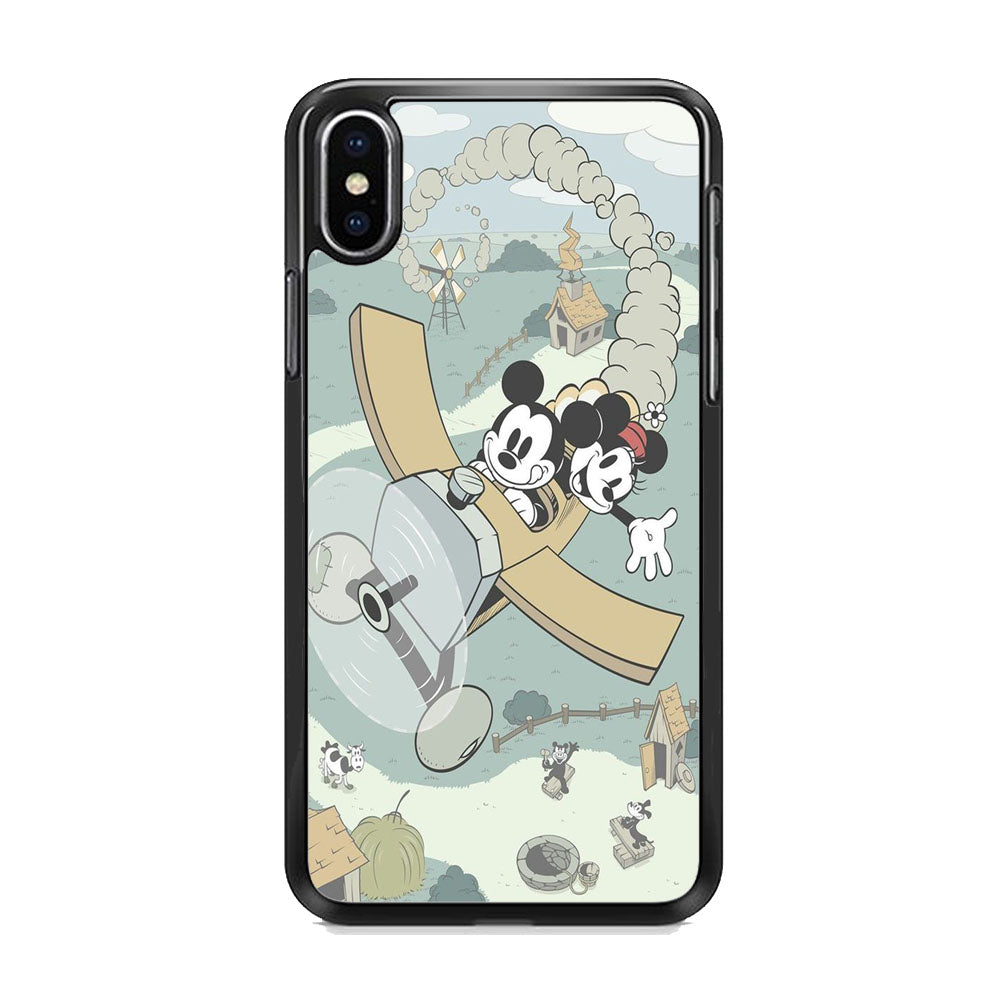 Mickey Mouse And Minnie fly With Air Craft iPhone Xs Case