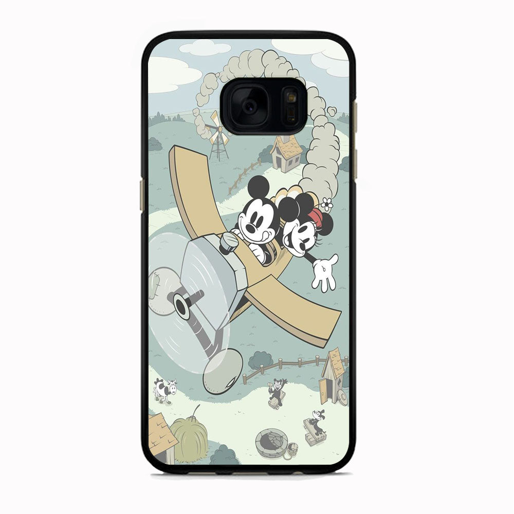Mickey Mouse And Minnie fly With Air Craft Samsung Galaxy S7 Edge Case