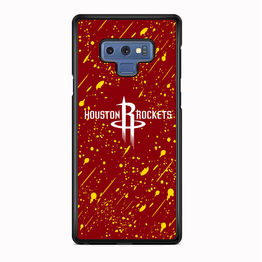 NBA Houston Rocket Logo Maroon Splash Yellow Paint Samsung Galaxy Note 9 Case