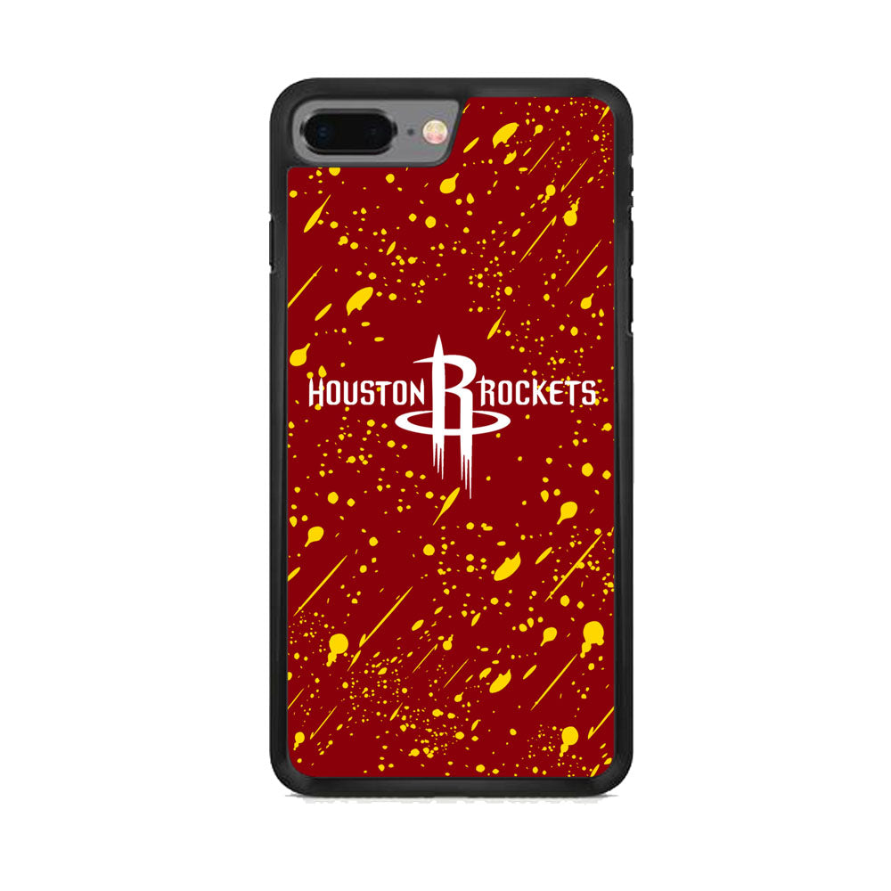NBA Houston Rocket Logo Maroon Splash Yellow Paint iPhone 8 Plus Case