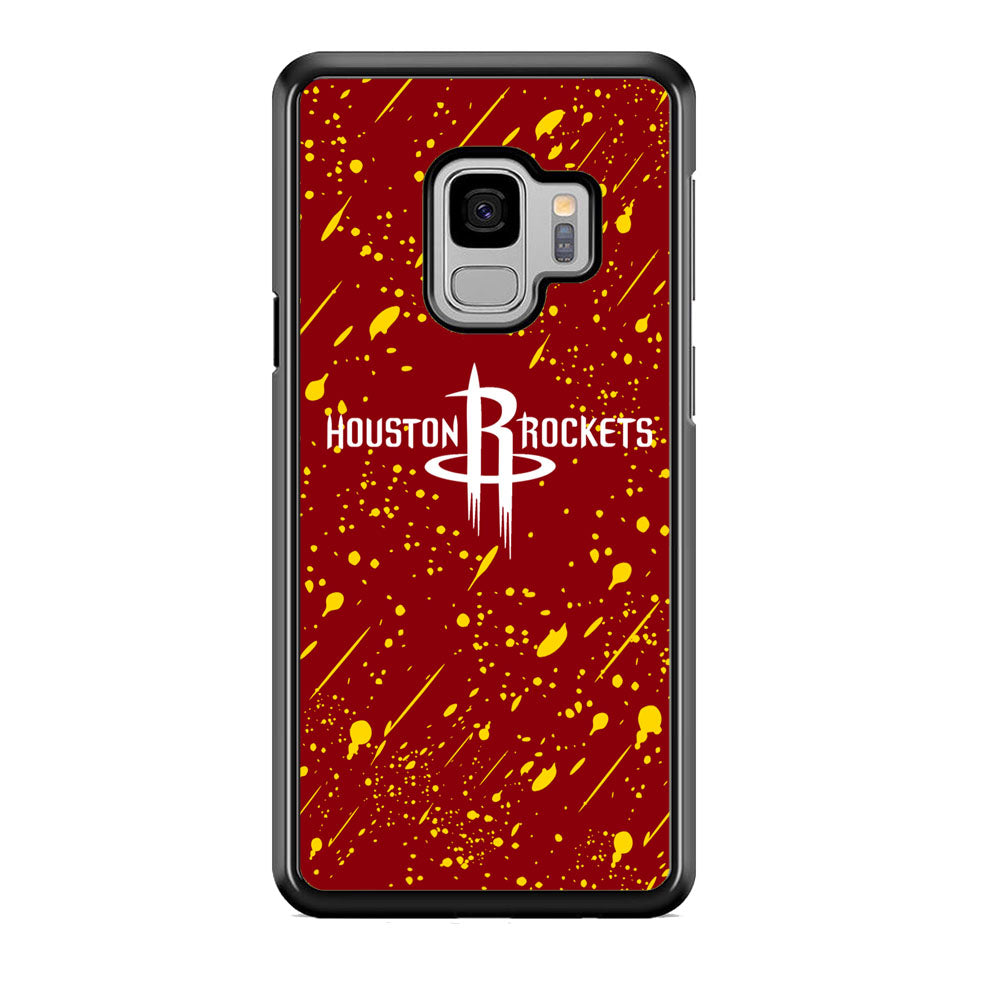 NBA Houston Rocket Logo Maroon Splash Yellow Paint Samsung Galaxy S9 Case