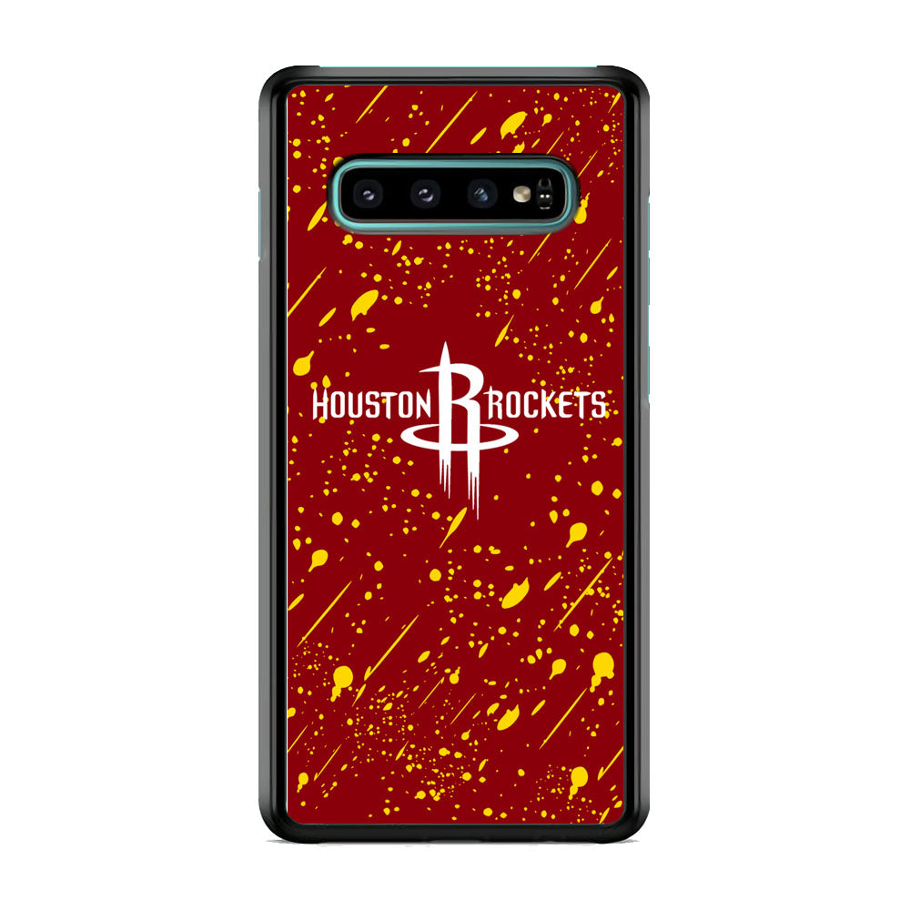 NBA Houston Rocket Logo Maroon Splash Yellow Paint Samsung Galaxy S10 Case