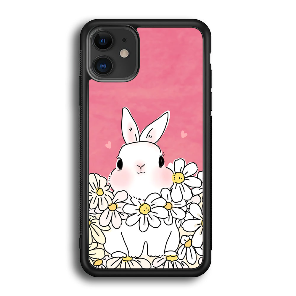 Rabbit Cute Flowers iPhone 12 Case