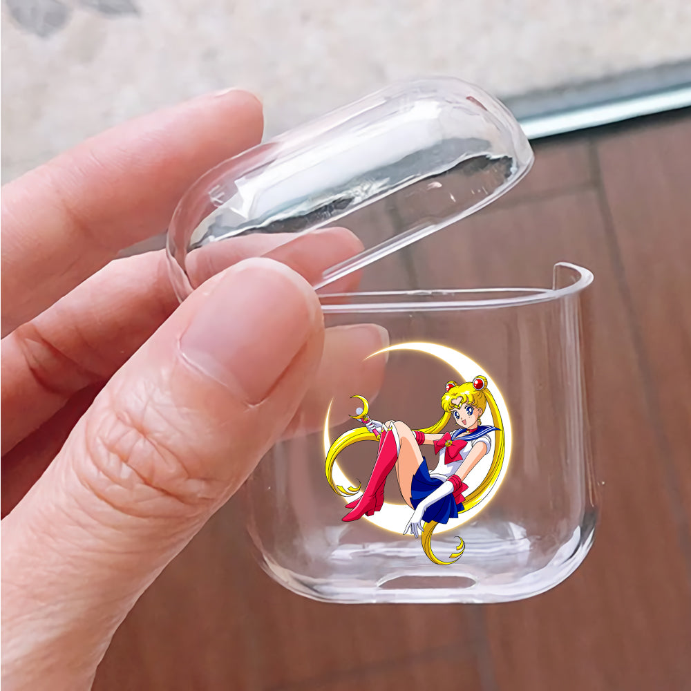 Sailor Moon Enjoy On The Moon Protective Clear Case Cover For Apple Airpods