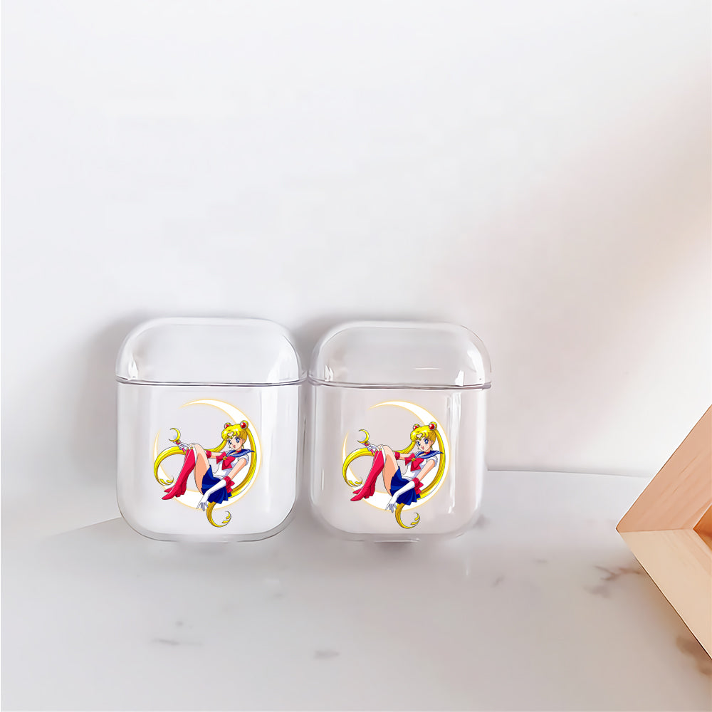 Sailor Moon Enjoy On The Moon Protective Clear Case Cover For Apple Airpods