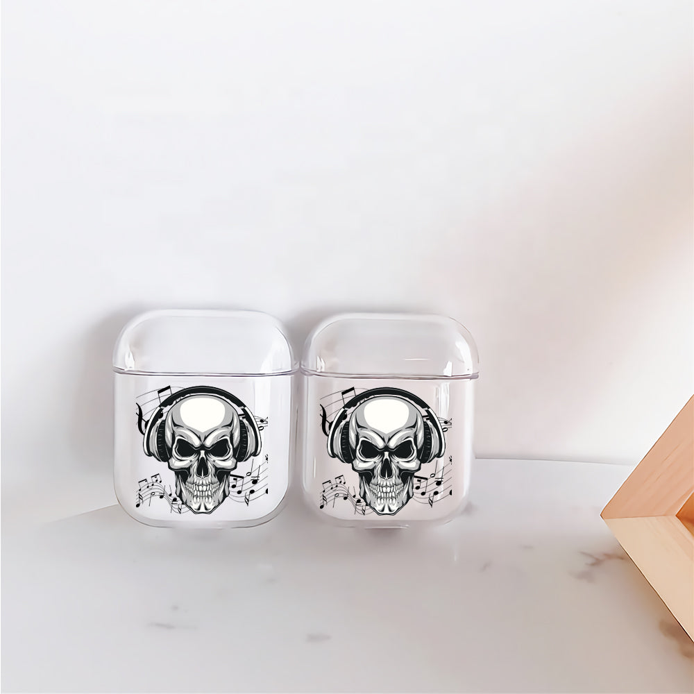Skull Earphone Music Protective Clear Case Cover For Apple Airpods