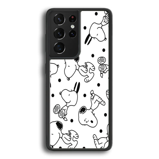 Snoopy In White Samsung Galaxy S21 Ultra Case - Ezzystore