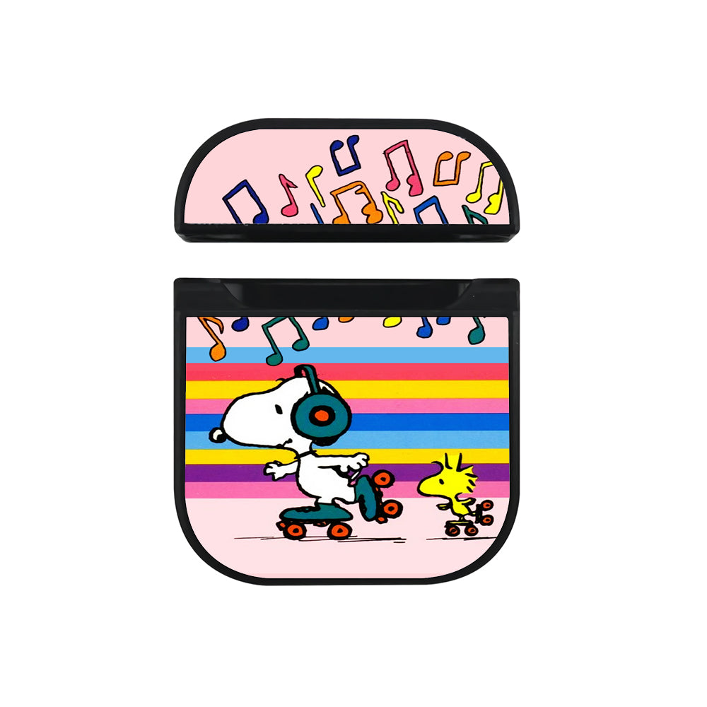 Snoopy Woodstock Roller Skating Music Hard Plastic Case Cover For Apple Airpods