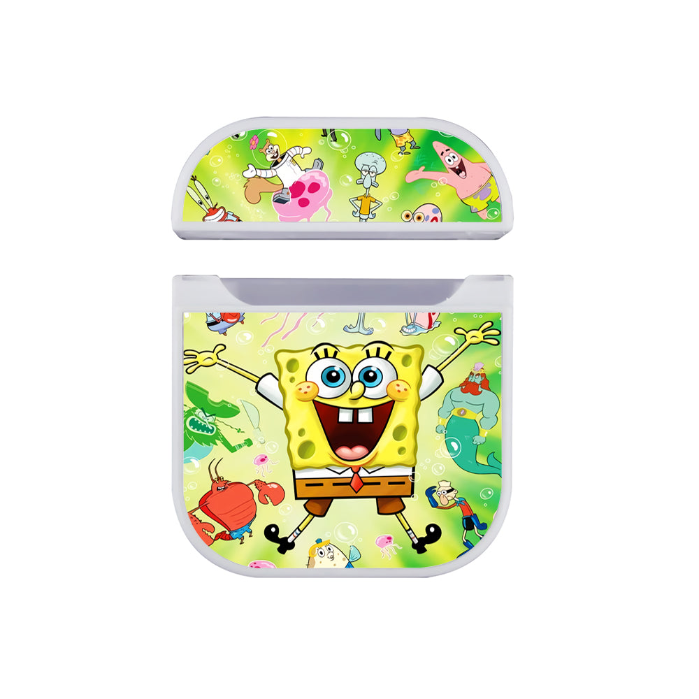 Spongebob All Character Hard Plastic Case Cover For Apple Airpods