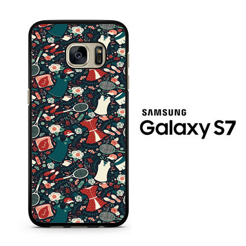 Tennis Doodle Woman Equipment Samsung Galaxy S7 Case