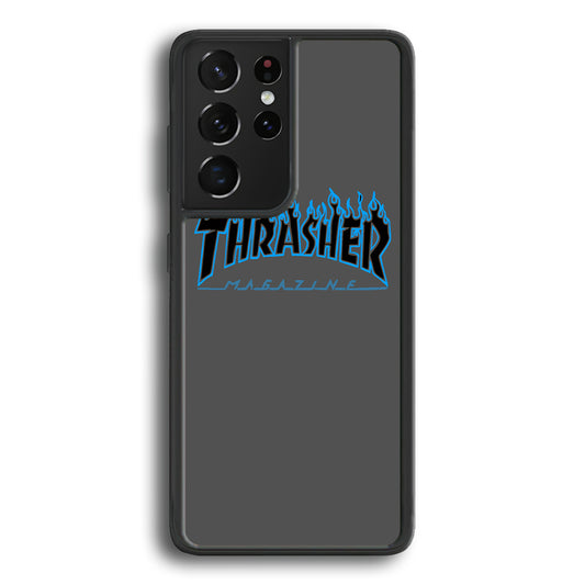Thrasher Deeph Royal Grey Blue Fire Samsung Galaxy S21 Ultra Case - Ezzystore