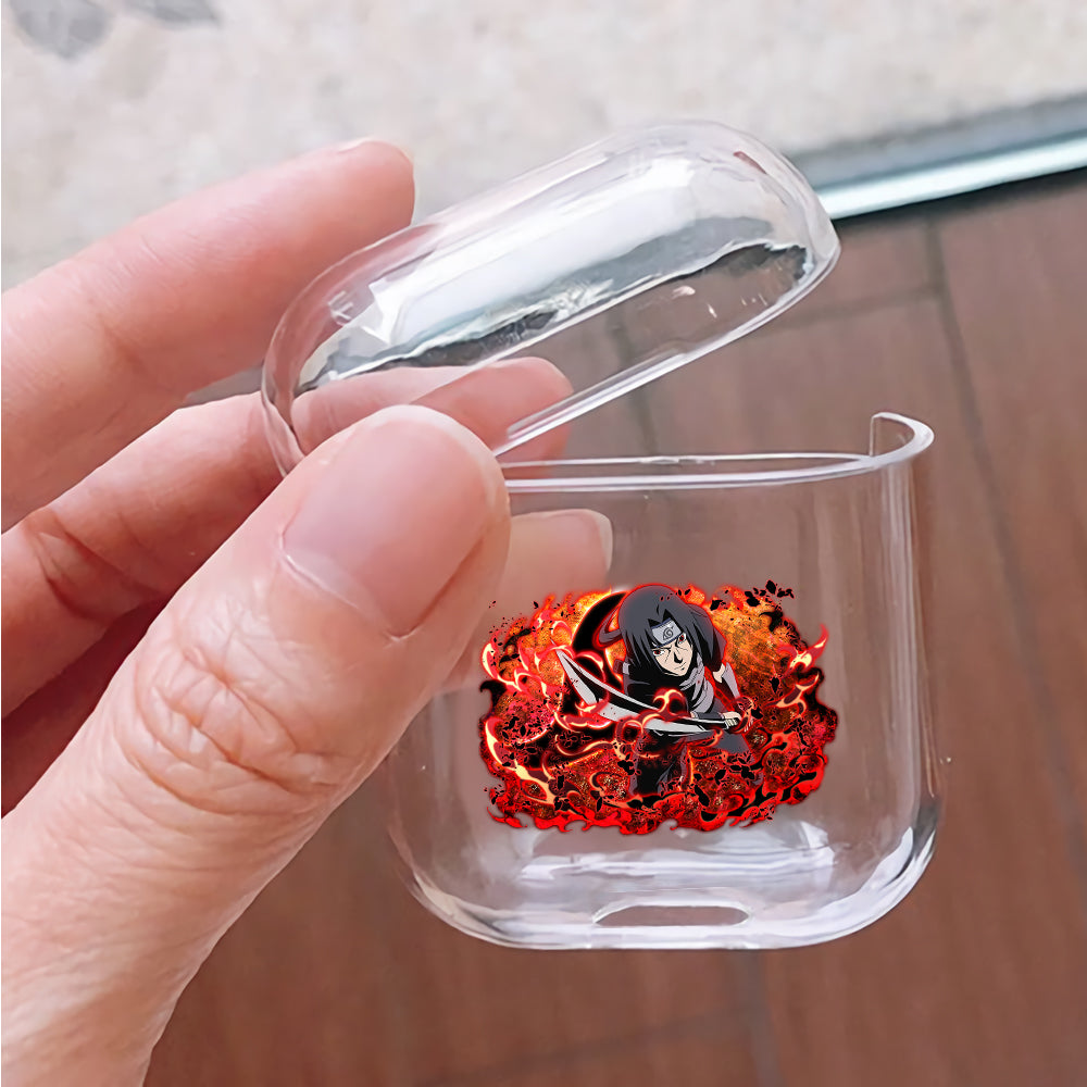 Uchiha Itachi Red Blazing Protective Clear Case Cover For Apple Airpods
