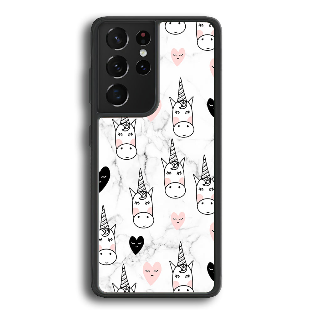 Unicorn Marble White Samsung Galaxy S21 Ultra Case - Ezzystore