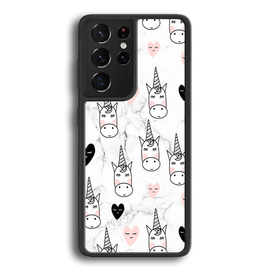 Unicorn Marble White Samsung Galaxy S21 Ultra Case - Ezzystore
