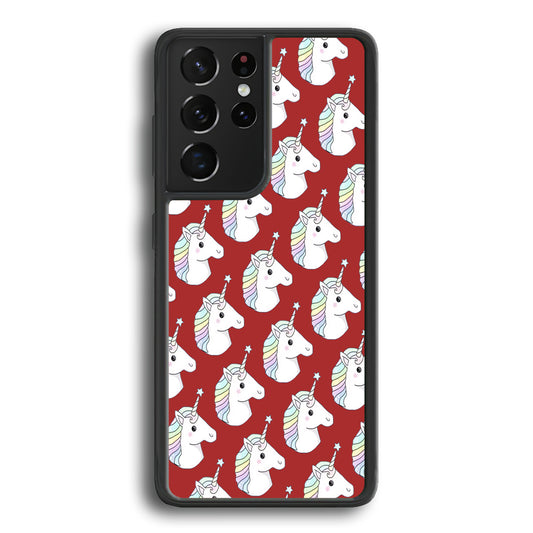 Unicorn Maroon Doodle Samsung Galaxy S21 Ultra Case - Ezzystore