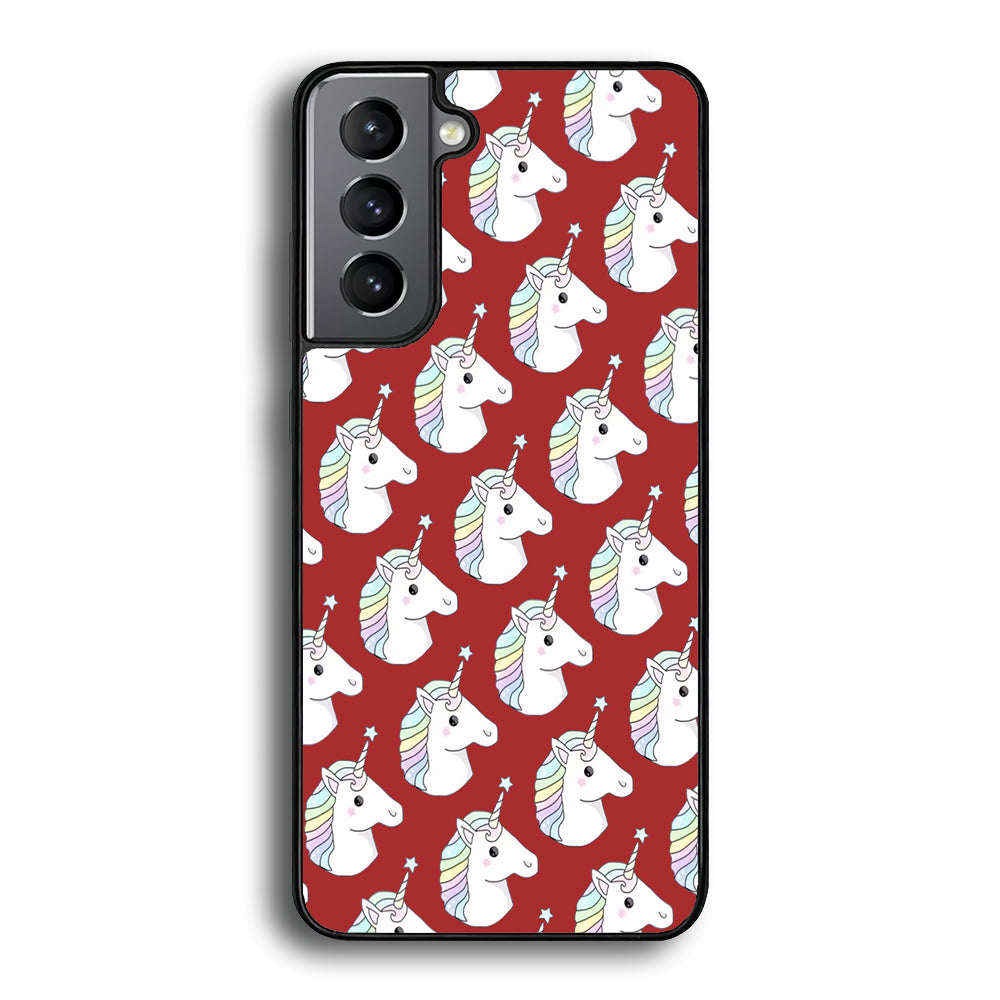 Unicorn Maroon Doodle Samsung Galaxy S21 Plus Case