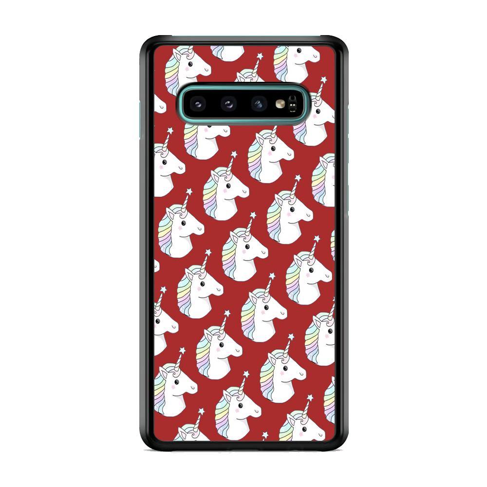 Unicorn Maroon Doodle Samsung Galaxy S10 Plus Case - ezzyst