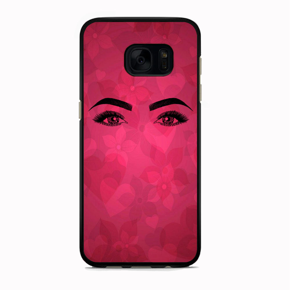 Woman Beauty Eye Brows Purple Flowers And Love Samsung Galaxy S7 Edge Case